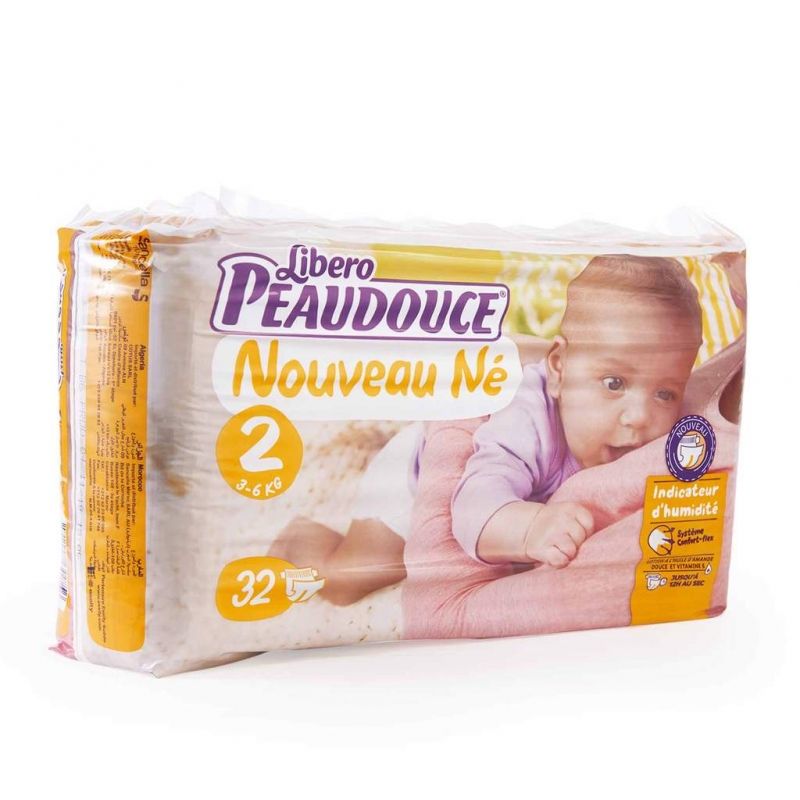 Couches bébé - nouveau né - Peaudouce - Taille 2 - 32 pièces
