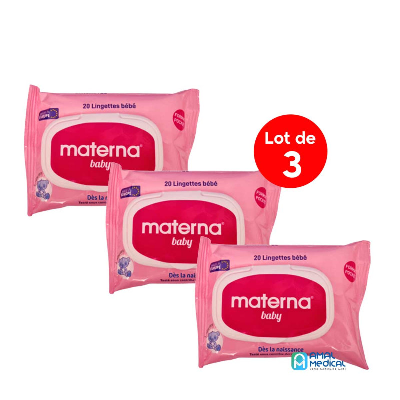 Materna - Lingettes lot de 3 roses - 3 * 20 pièces