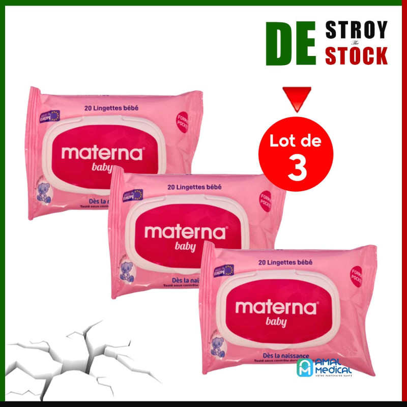 Materna - Lingettes lot de 3 roses - 3 * 20 pièces