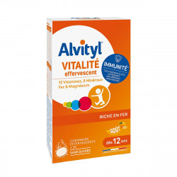 Comprimés effervescents Vitalité - 12 vitamines et 10 minéraux - Dès 12 ans - Alvityl - 30 comprimés