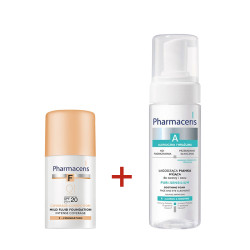 Pack duo Pharmaceris - Mousse nettoyante Puri sensilium - fluid foundation spf50+ Ivory 01