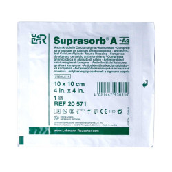 Compresse d'alginate de calcium anti-microbienne - Suprasob A + Ag - 10x10cm - 1 pièce