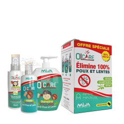 Coffret Olcare anti-poux - sérum + shampoing + spray + peigne (offert)