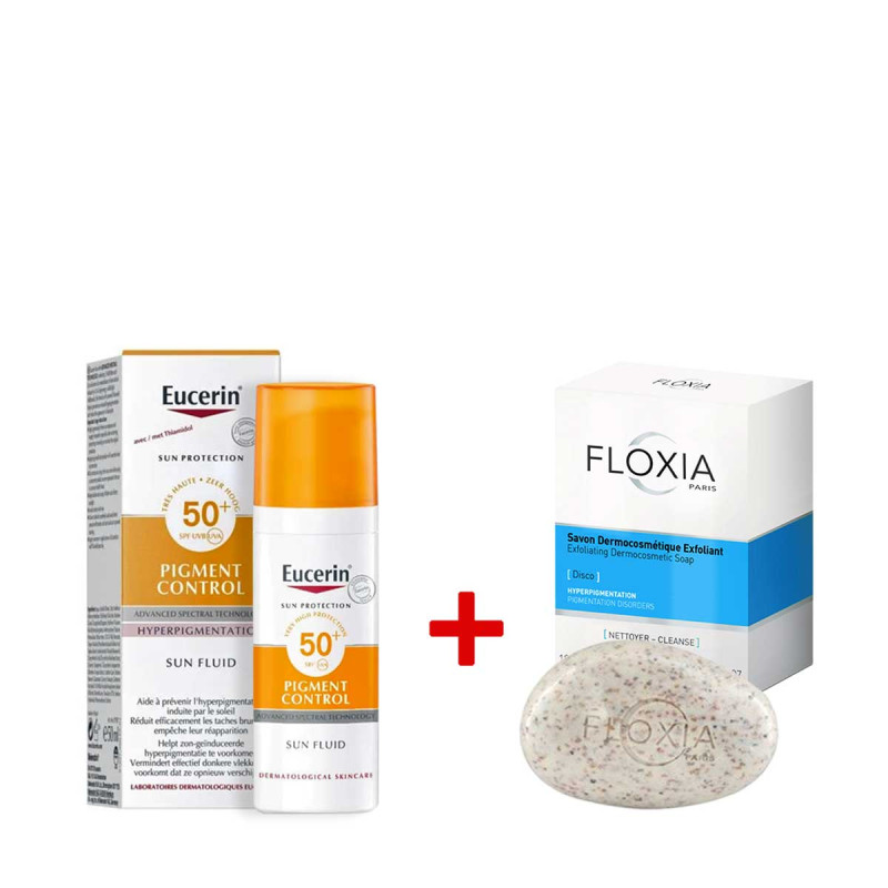 Pack duo anti-tâches - Savon éclaircissant Floxia + Eucerin pigment control